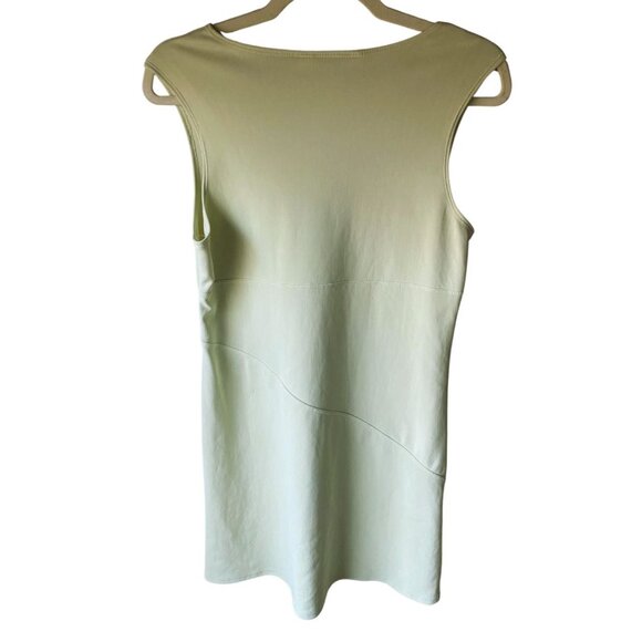 Vintage 90s Y2K Express Tricot Green Yellow Stretch Bodycon Mini Dress 9/10 - Picture 2 of 10